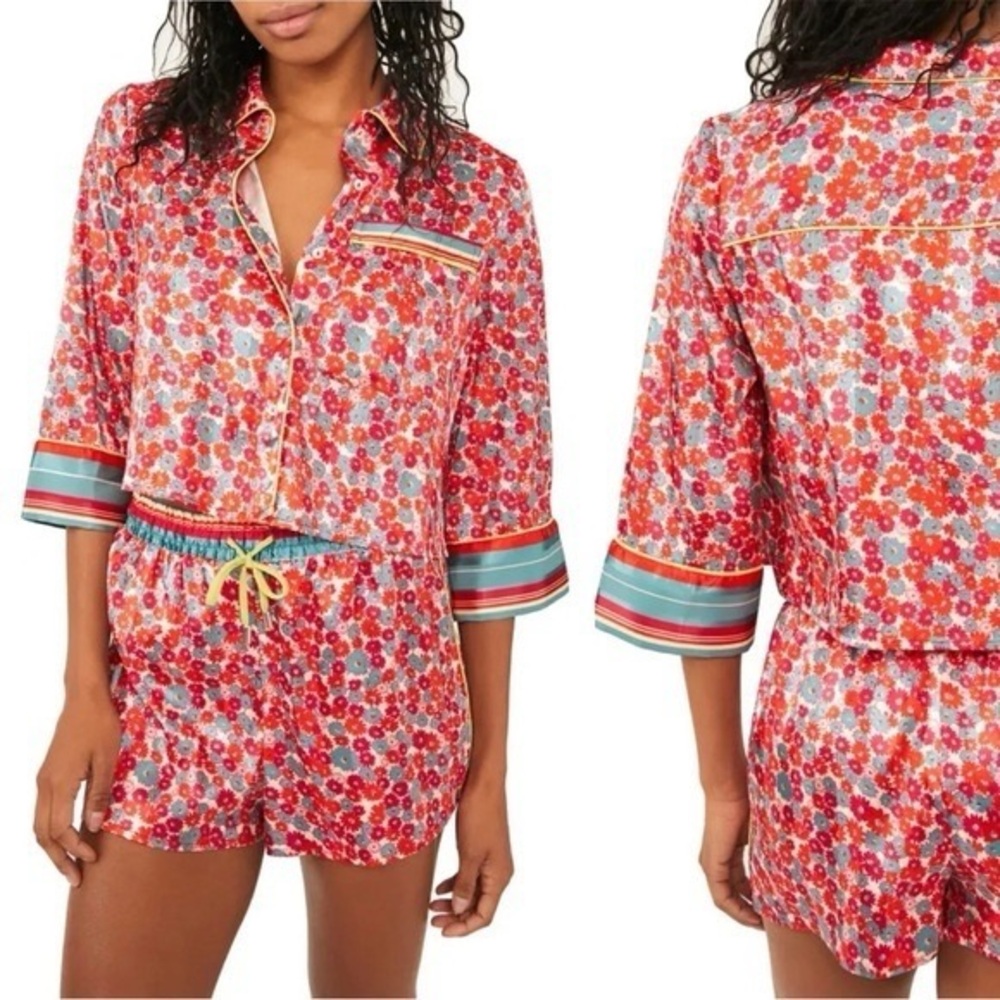 🌙 Free People “Pillow Talk” Red Poppy Pajama Set (Red) – Size M 🌙